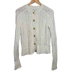 J.Crew Cream Cable Knit Lambswool Cardigan XS Cottagecore Coquette